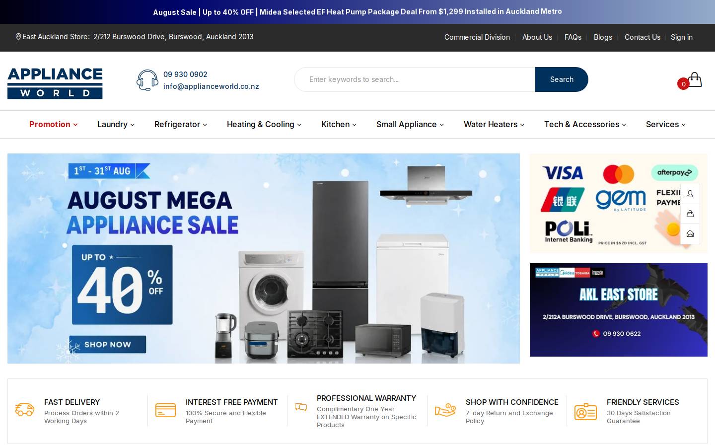 applianceworld.co.nz homepage screenshot