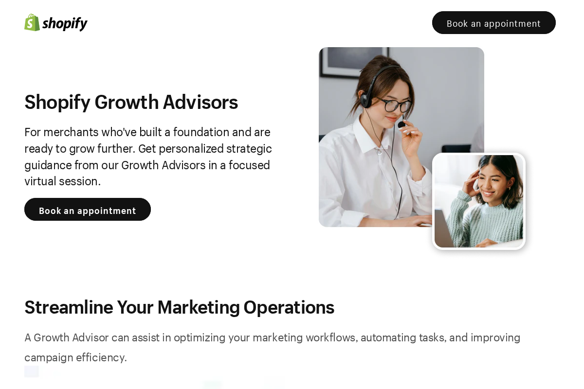Shopify Growth Advisors homepage screenshot