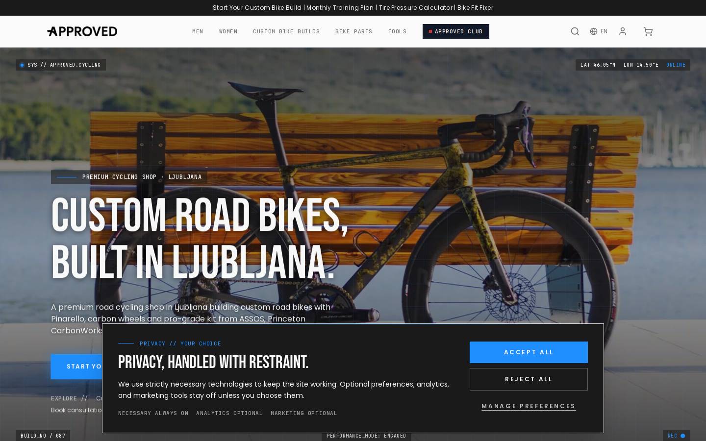 approved-cycling.com homepage screenshot