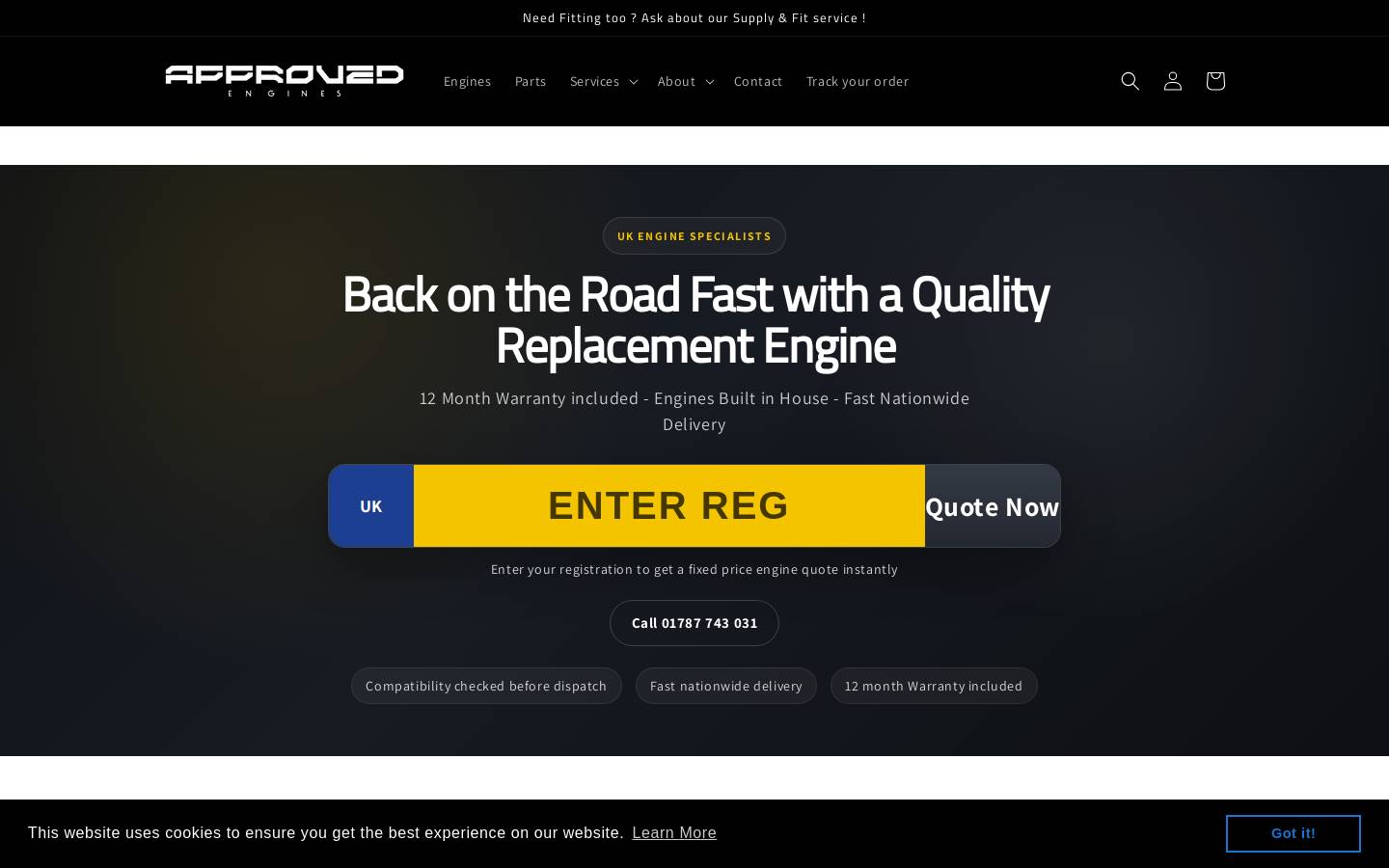 Approved engines ltd homepage screenshot
