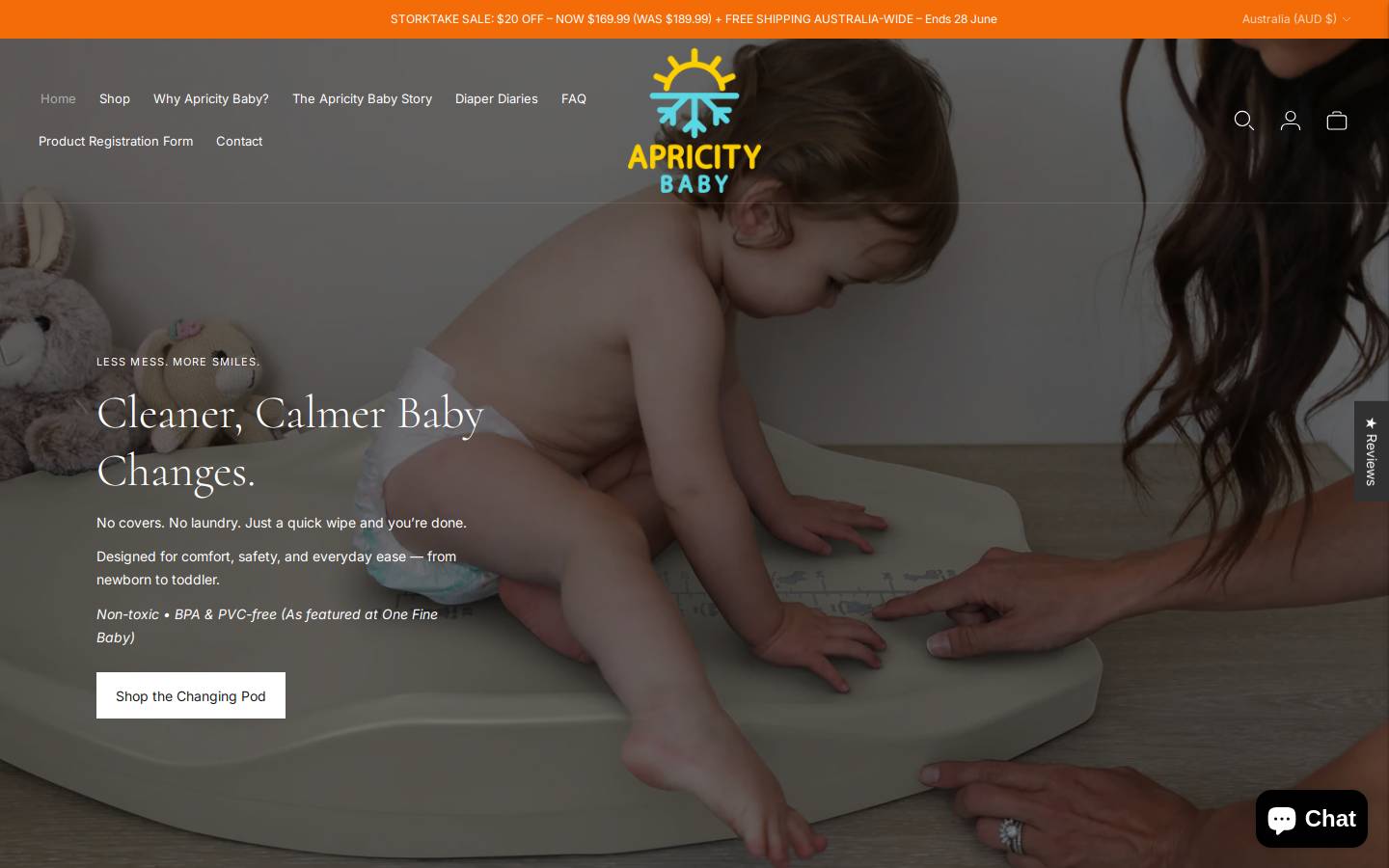apricitybaby.com.au homepage screenshot