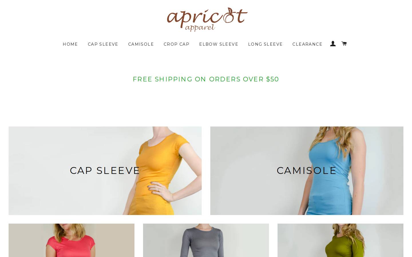 apricotapparel.com homepage screenshot