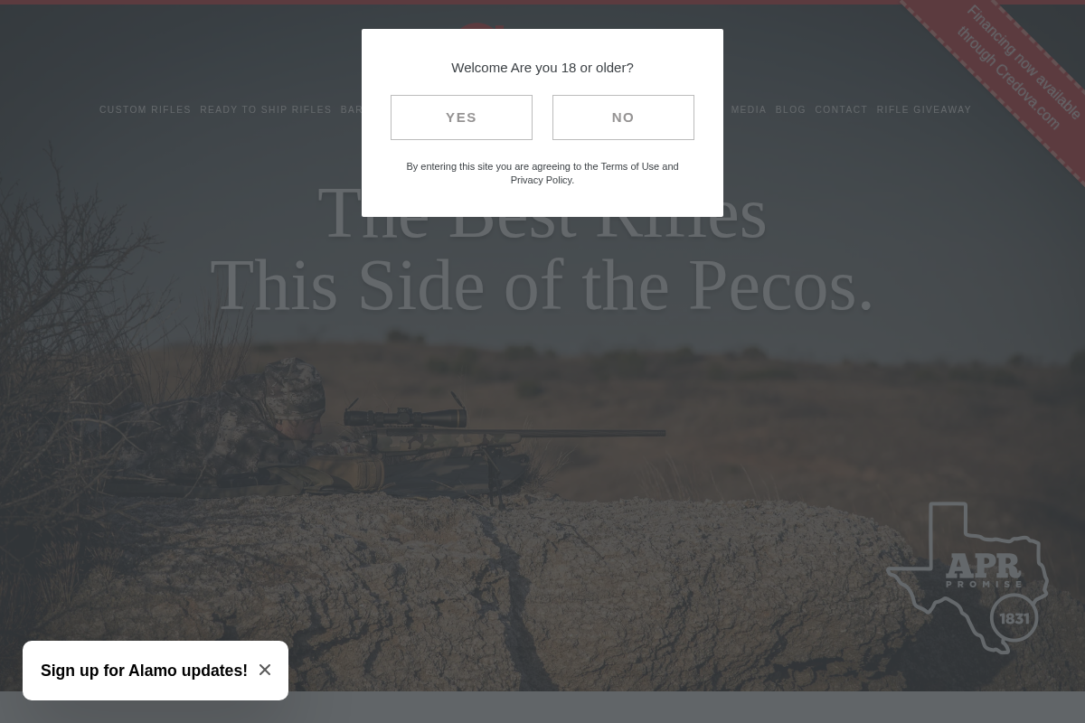 Alamo Precision Rifles homepage screenshot