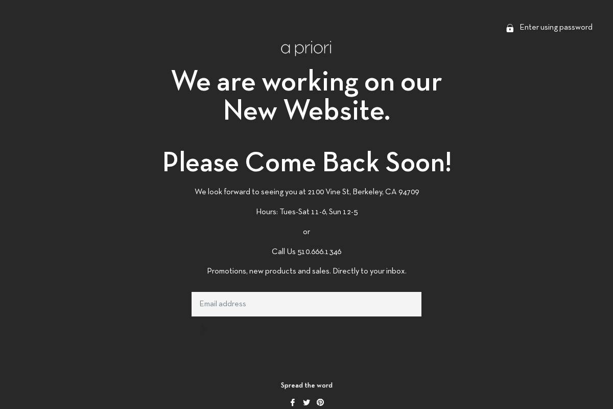 aprioridesigns.com homepage screenshot