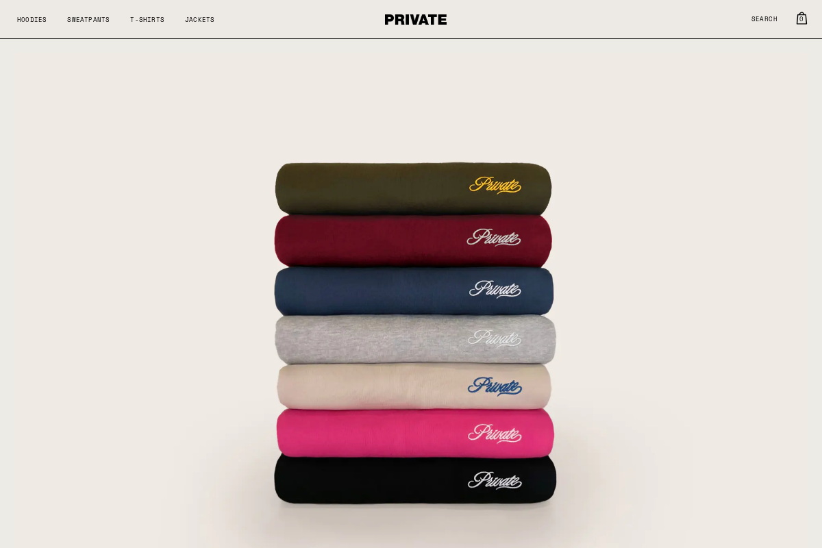 A Private Co. homepage screenshot