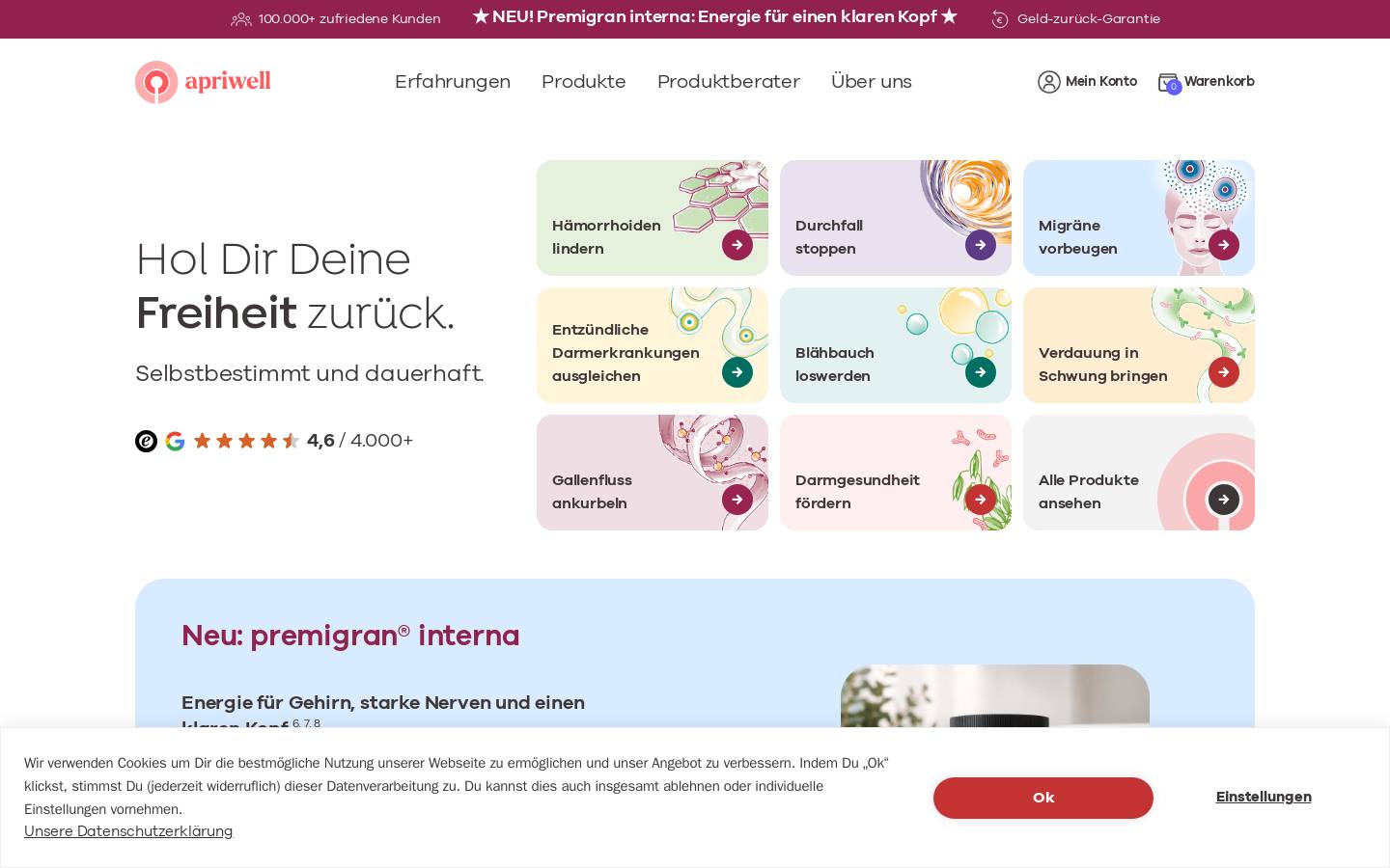 Apriwell homepage screenshot
