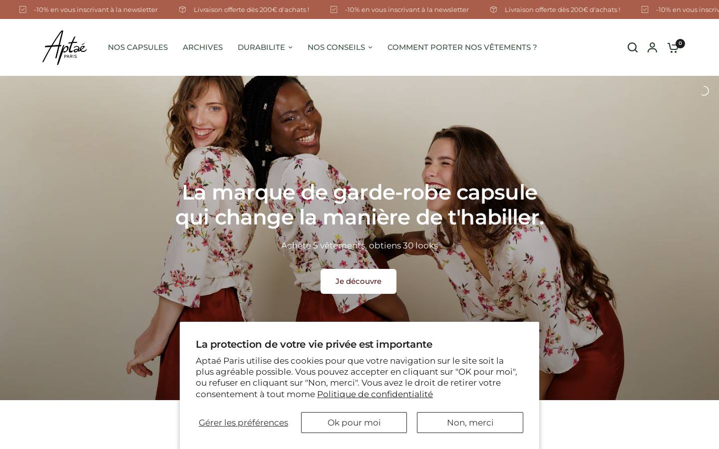 aptaeparis.com homepage screenshot