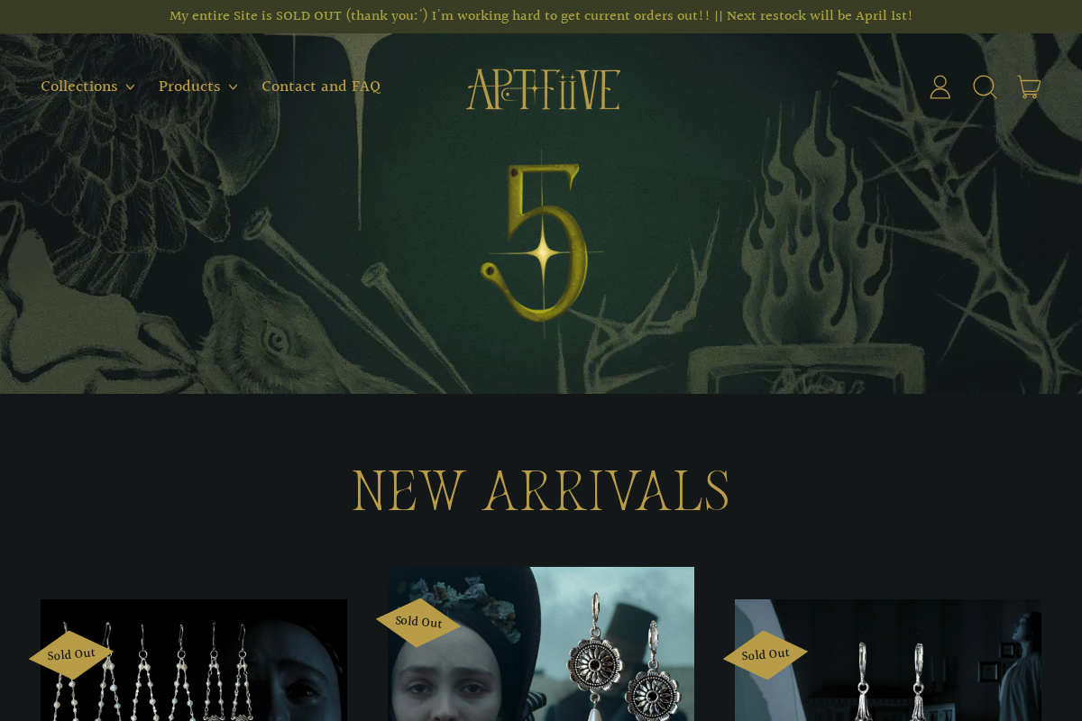 Aptfiive Jewelry homepage screenshot