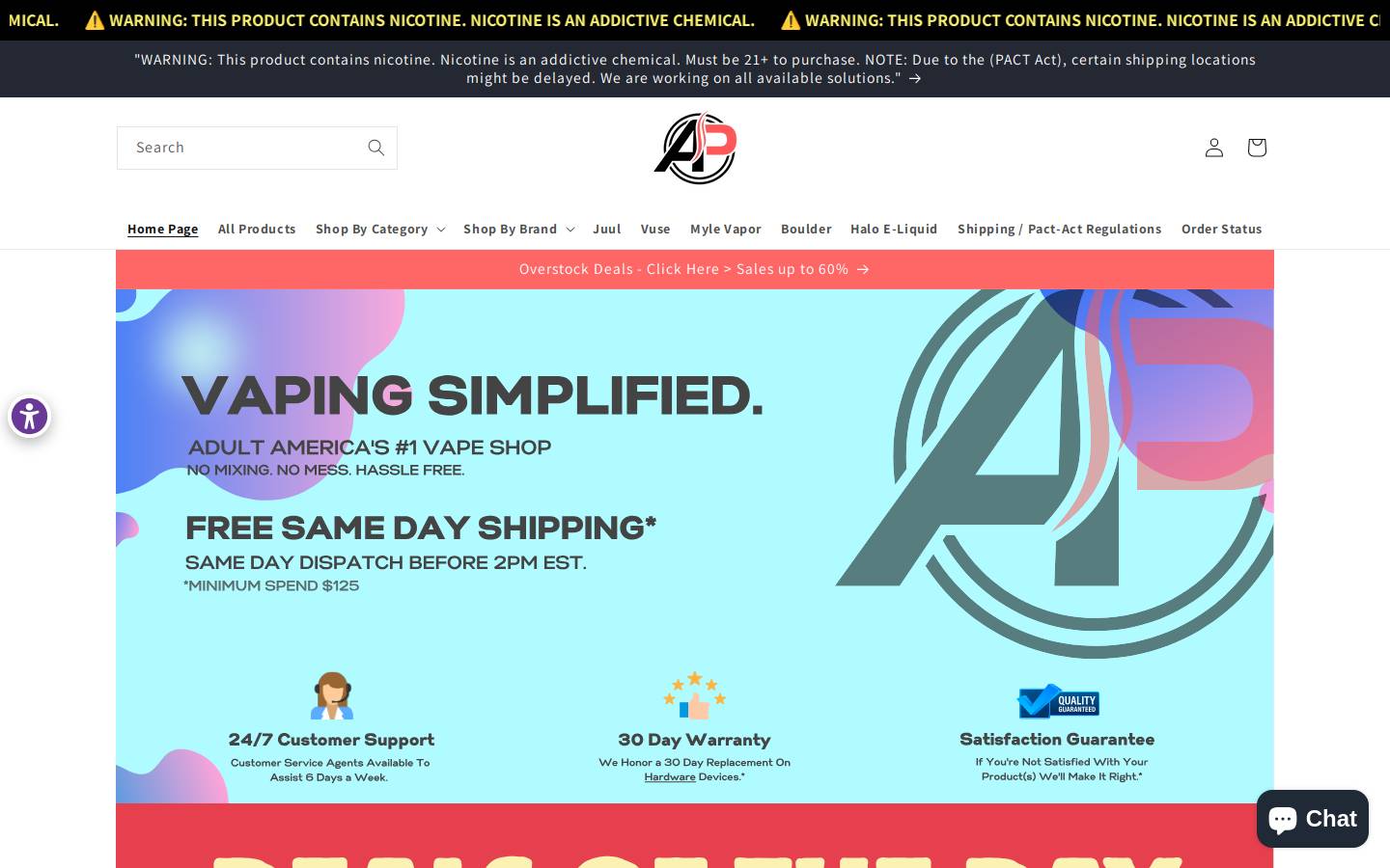 Apvapeshop homepage screenshot