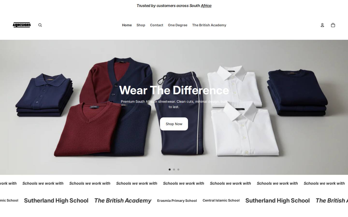 aqdesigns.co.za homepage screenshot