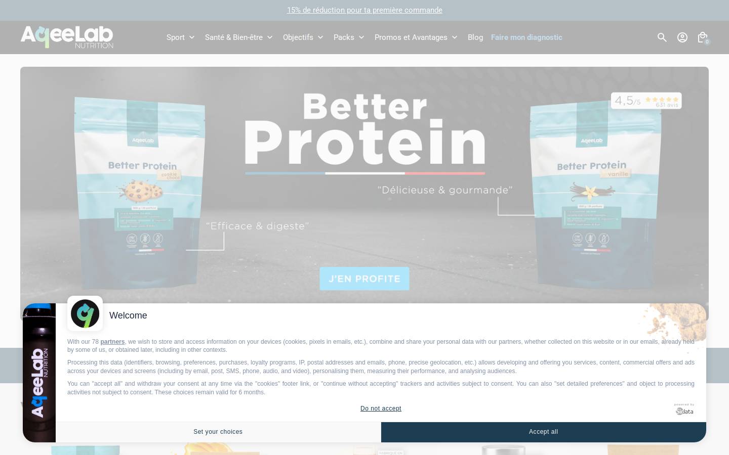Aqeelab Nutrition homepage screenshot