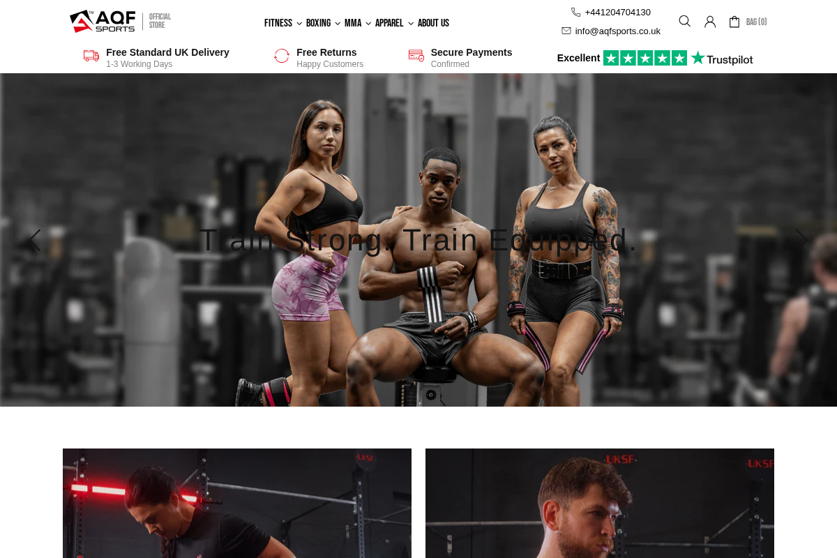 AQF Sports homepage screenshot