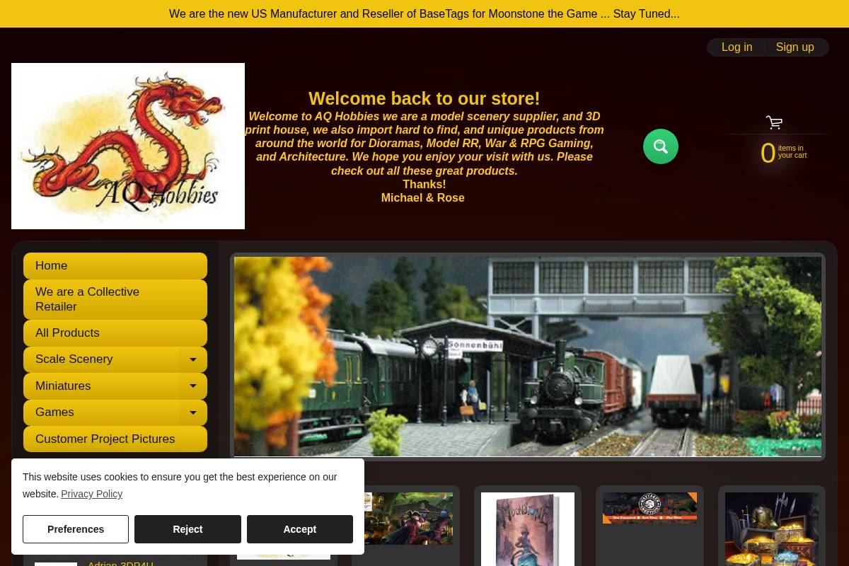 aqhobbies.com homepage screenshot