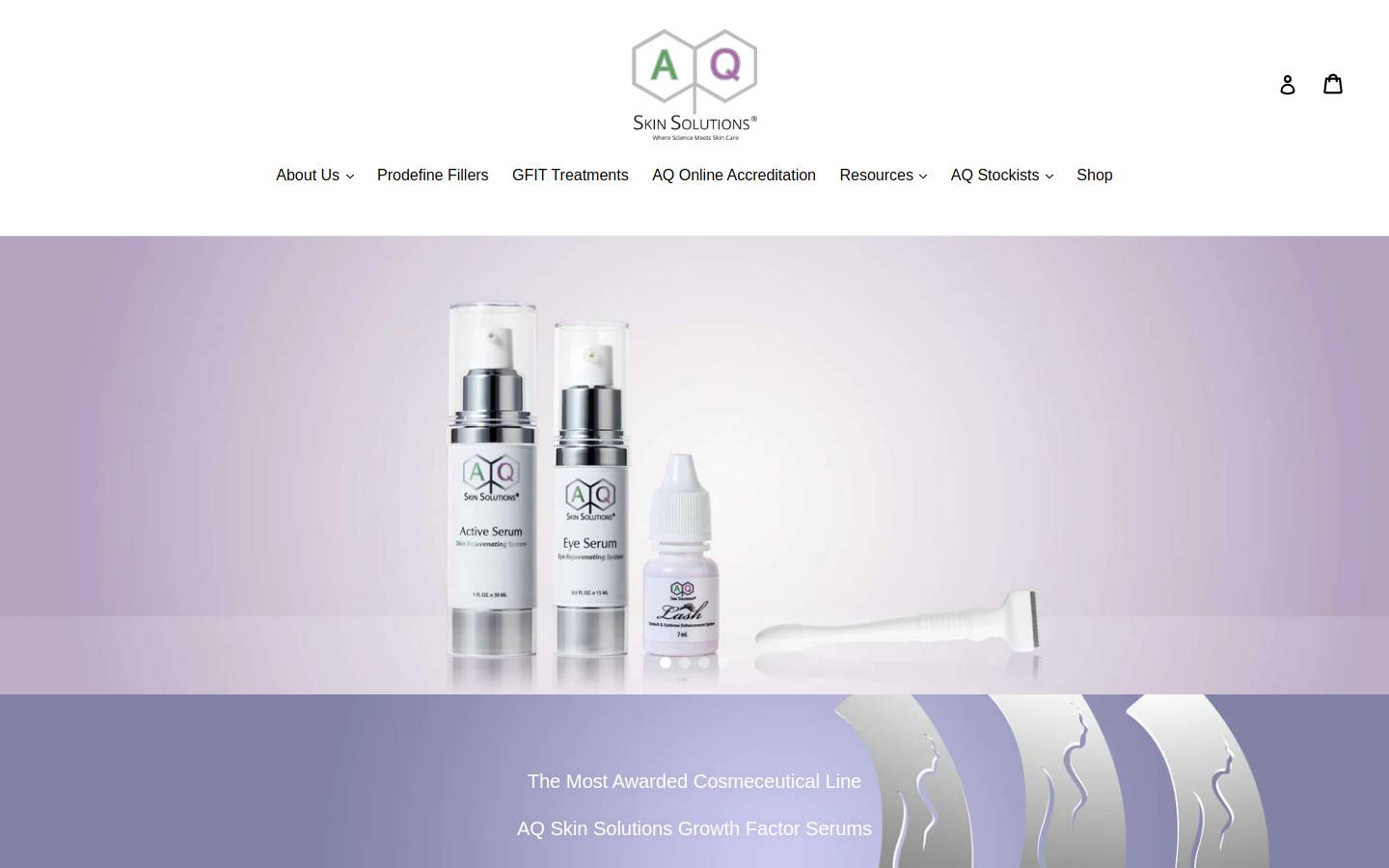 AQ Skin Solutions UK homepage screenshot