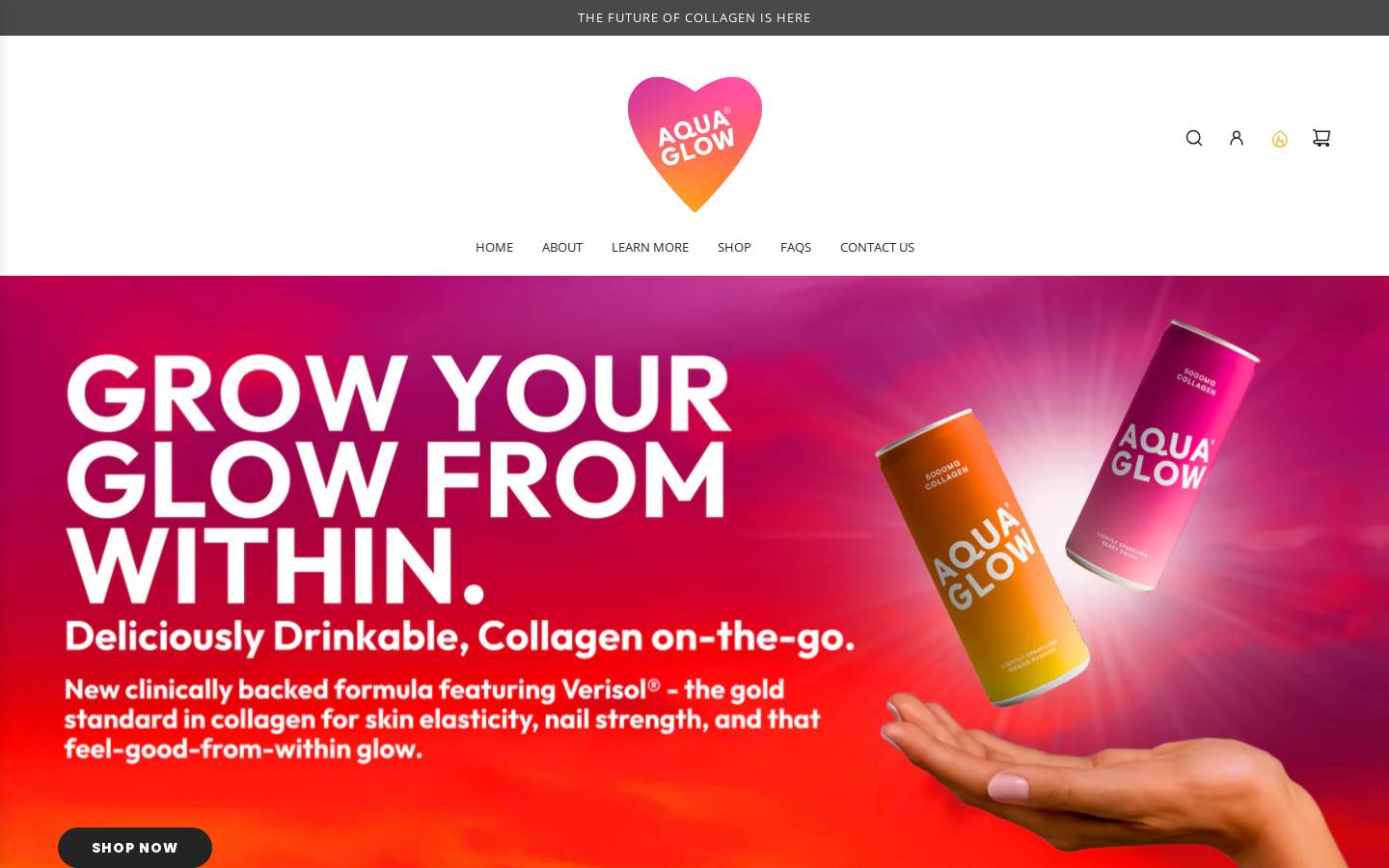 Aqua Glow homepage screenshot