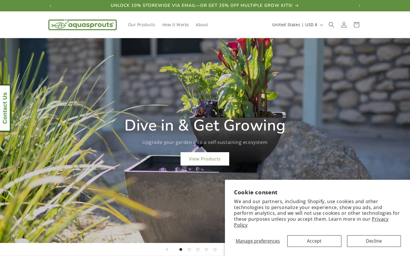 aqua-sprouts.com homepage screenshot