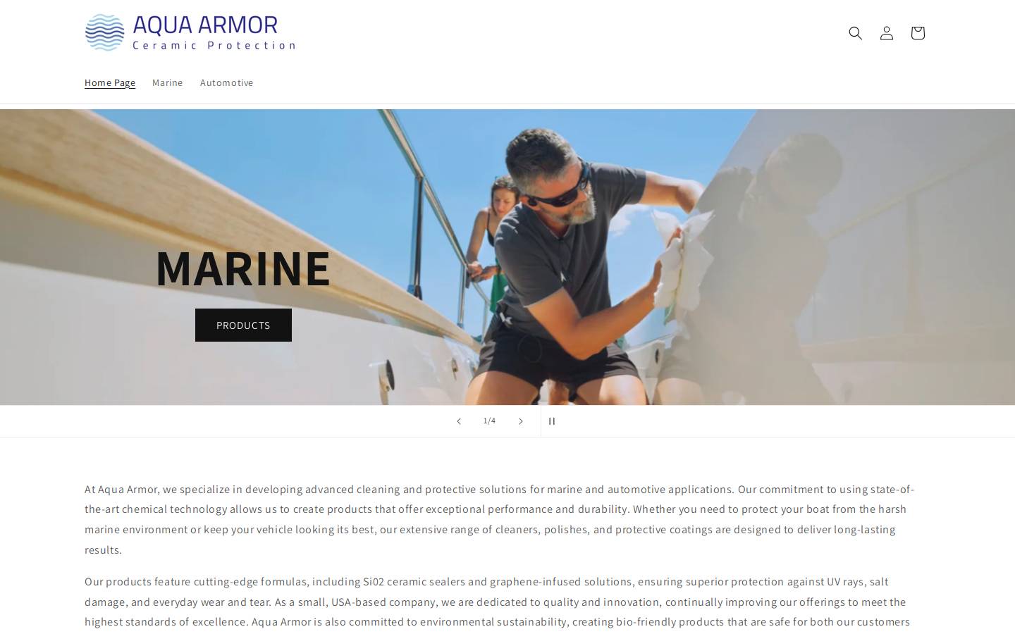 aquaarmorcoatings.com homepage screenshot