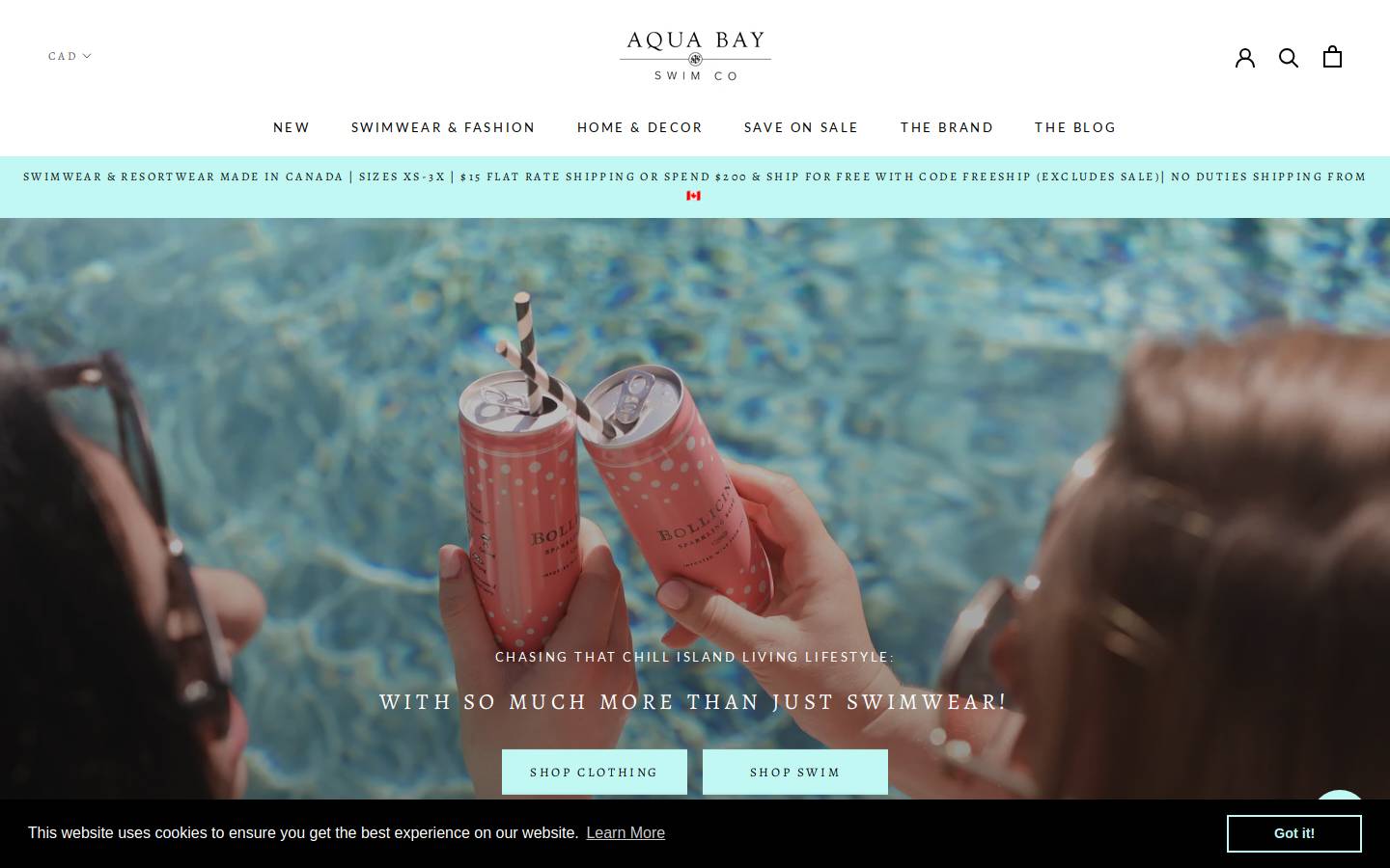 aquabayswimco.ca homepage screenshot