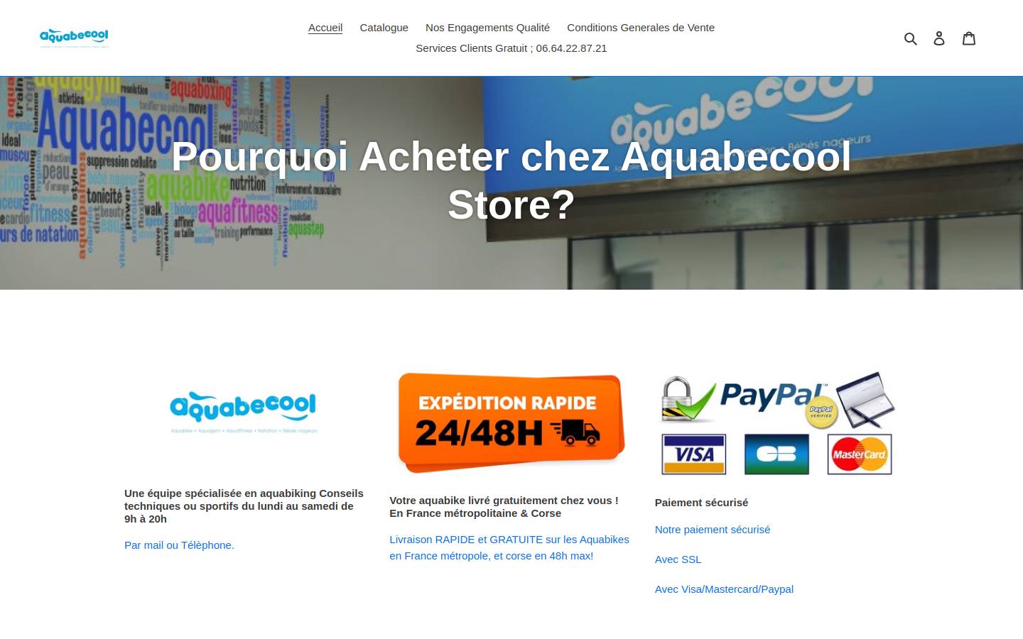 aquabecool-store.com homepage screenshot