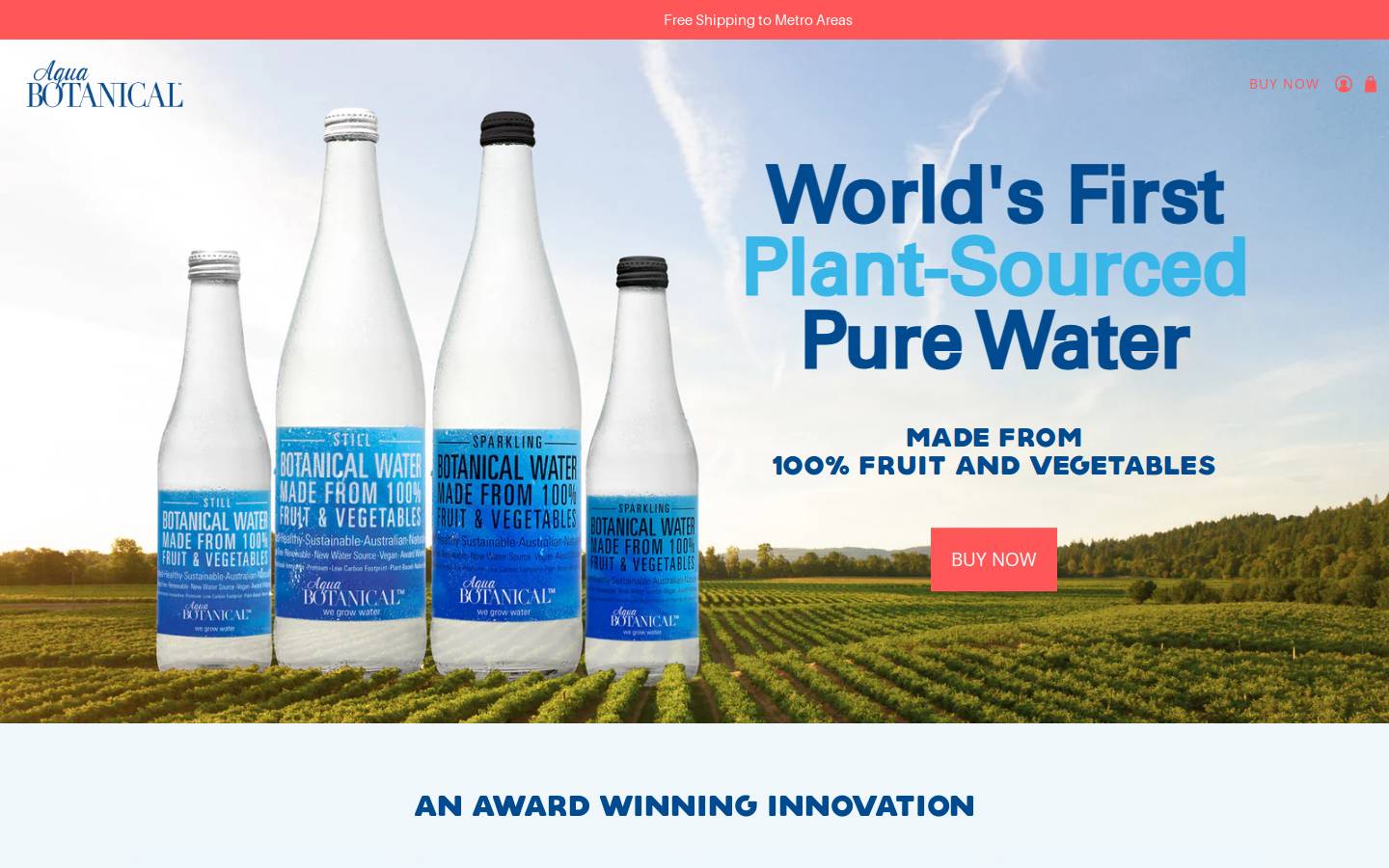 aquabotanicalwater.com homepage screenshot