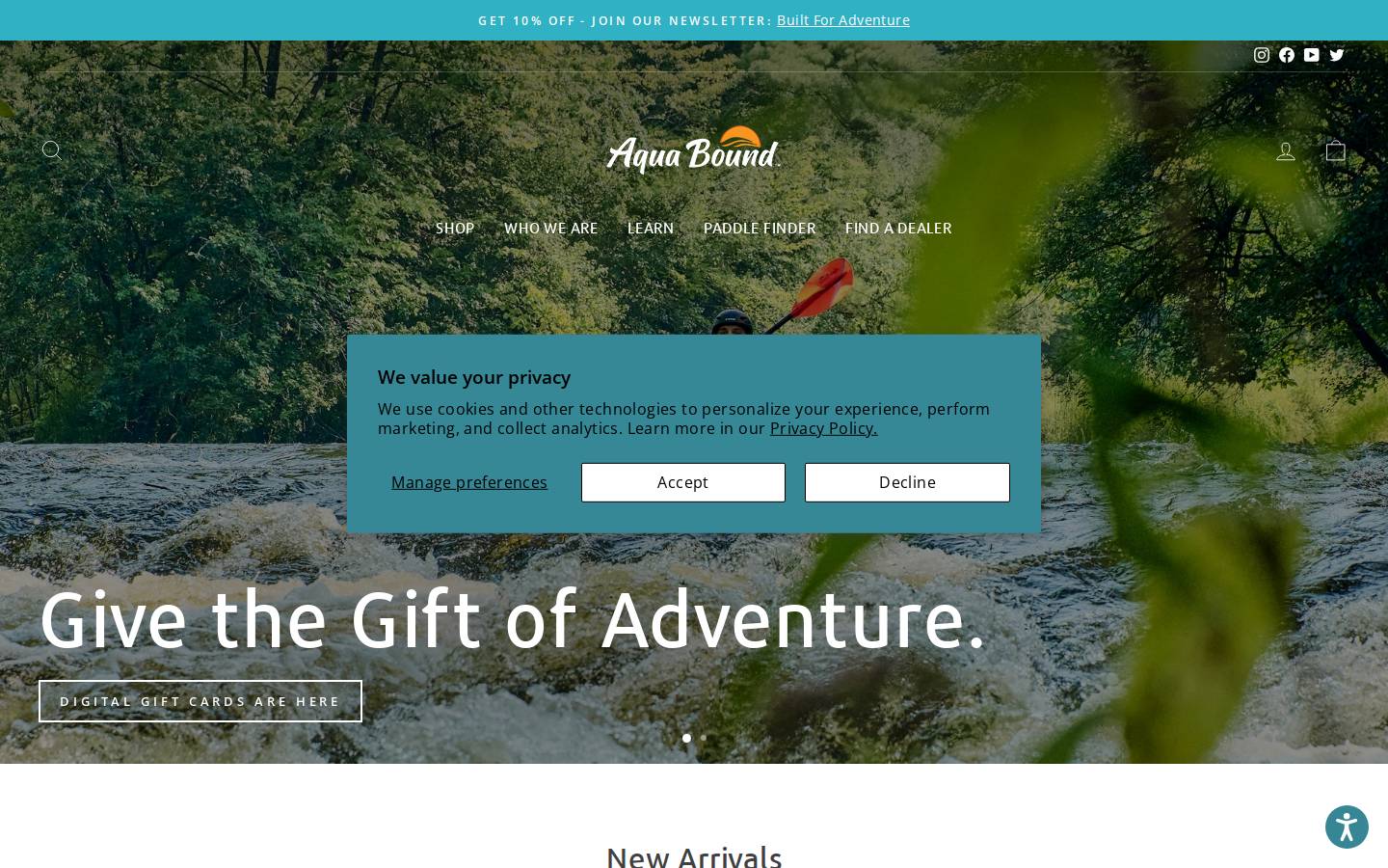 aquabound.com homepage screenshot