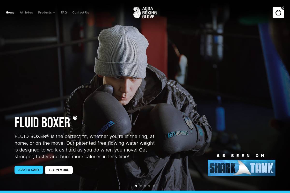 aquaboxingglove.com homepage screenshot
