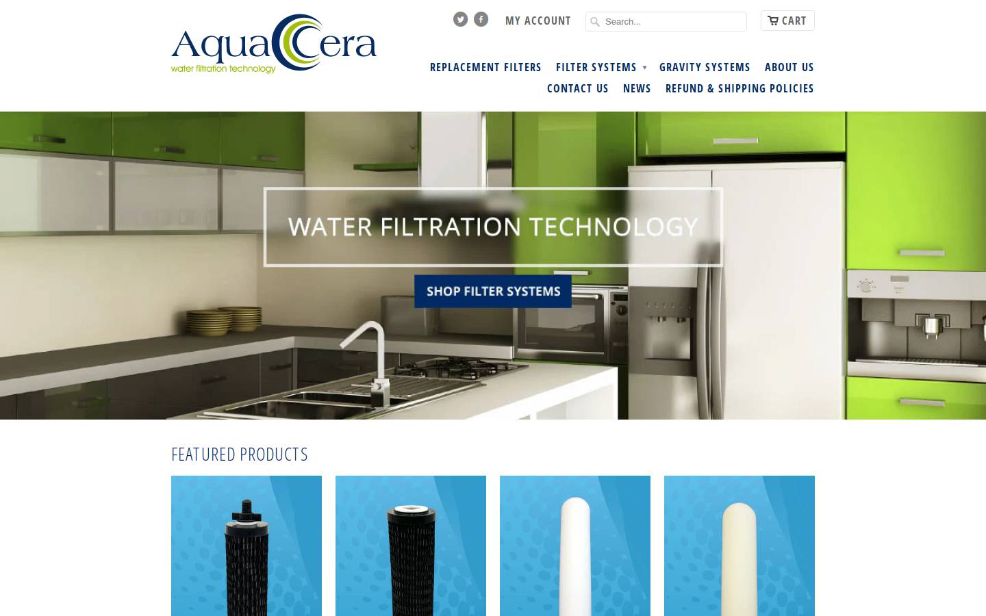 aquaceradirect.com homepage screenshot