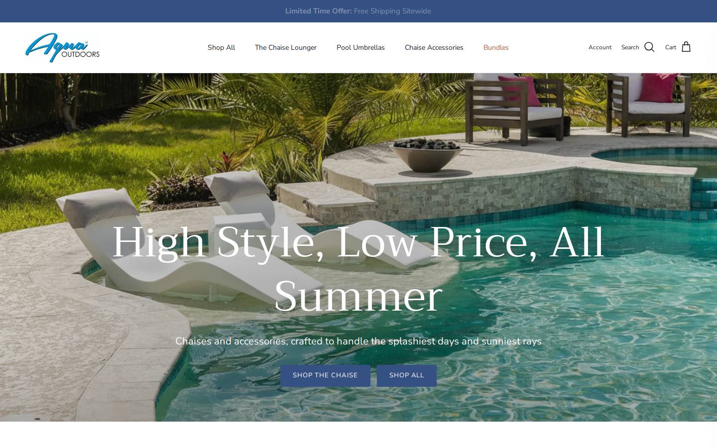 aquachairs.com homepage screenshot
