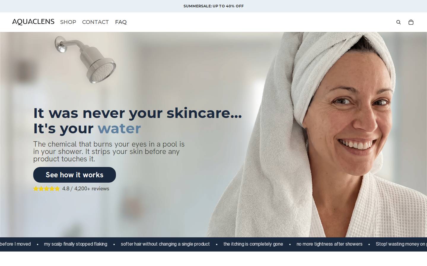 aquaclens.com homepage screenshot