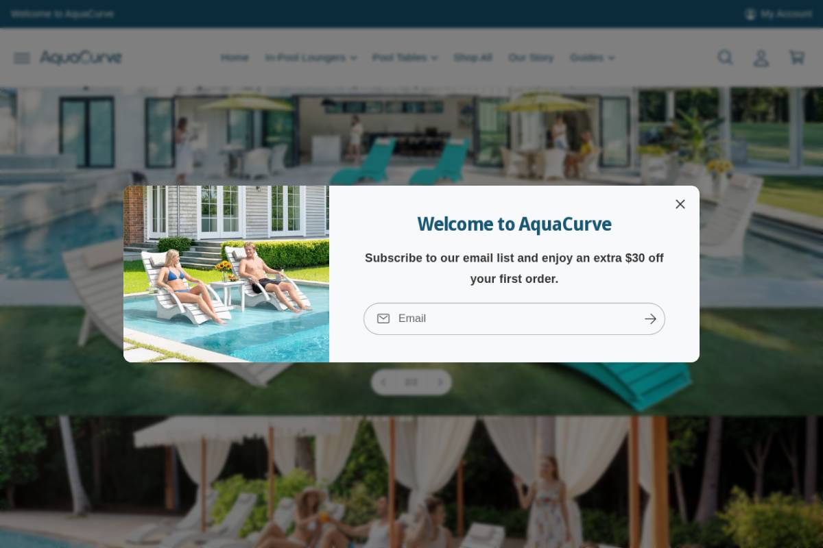 aquacurve.com homepage screenshot