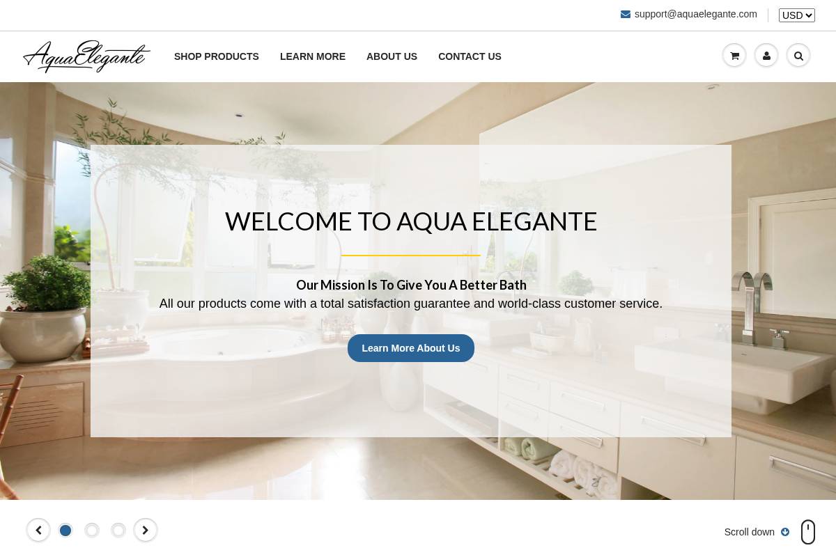 Aquaelegante homepage screenshot