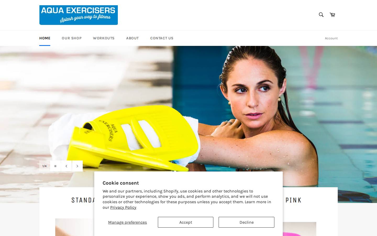 aquaexercisers.com homepage screenshot