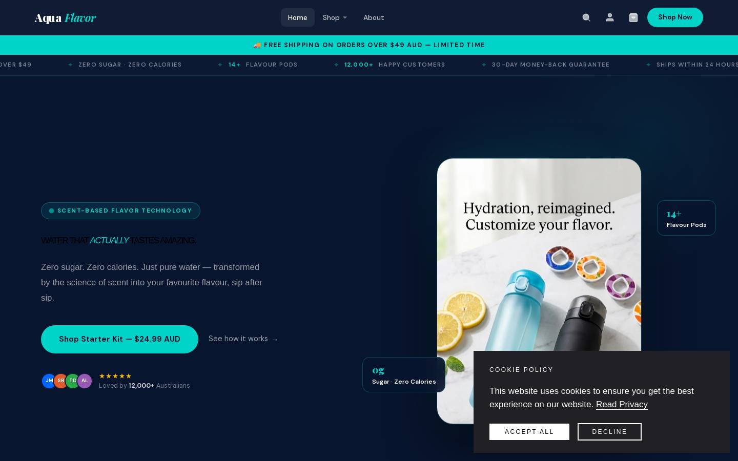 aquaflavor.net homepage screenshot