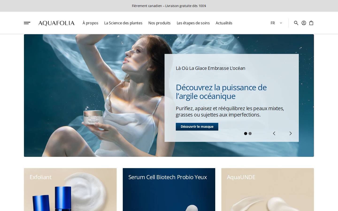 aquafolia.com homepage screenshot