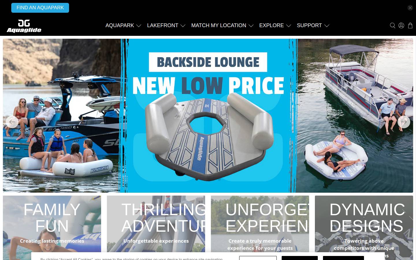 Aquaglide homepage screenshot