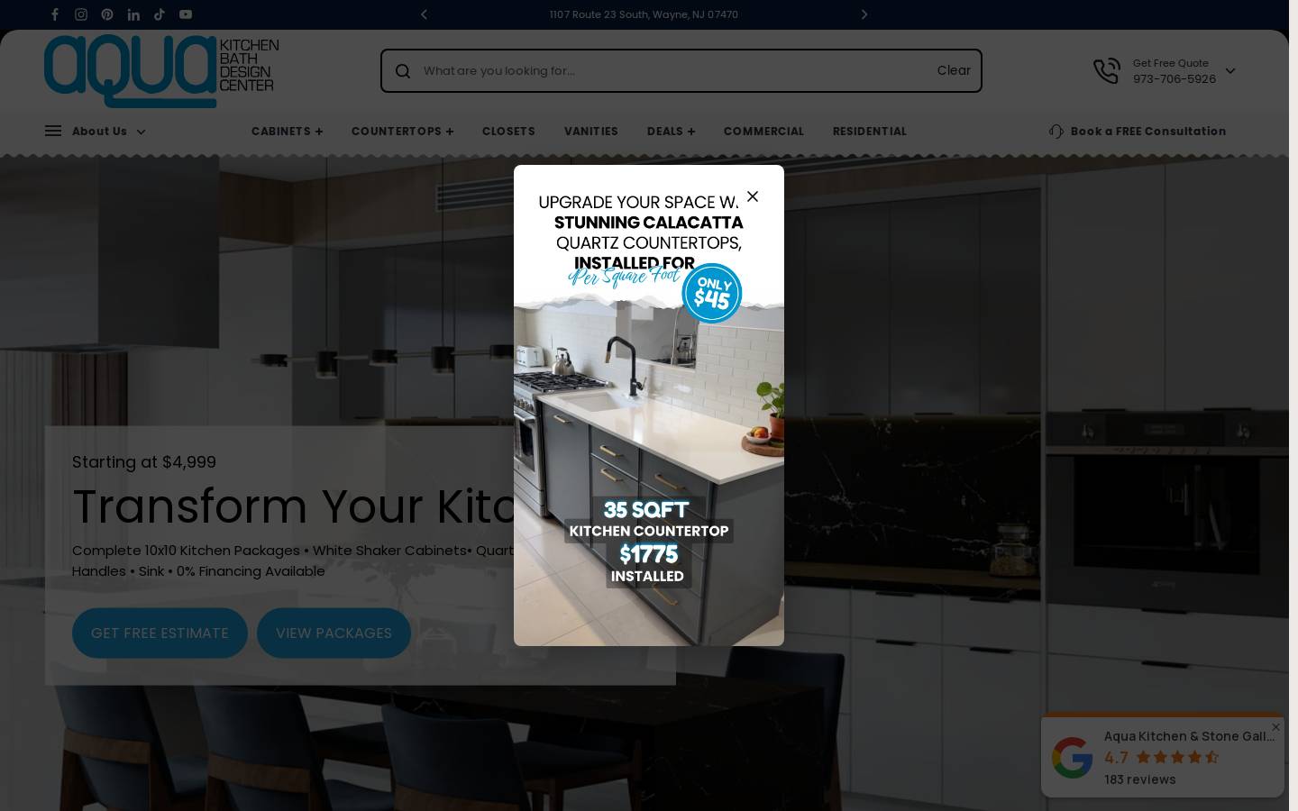aquagranite.com homepage screenshot