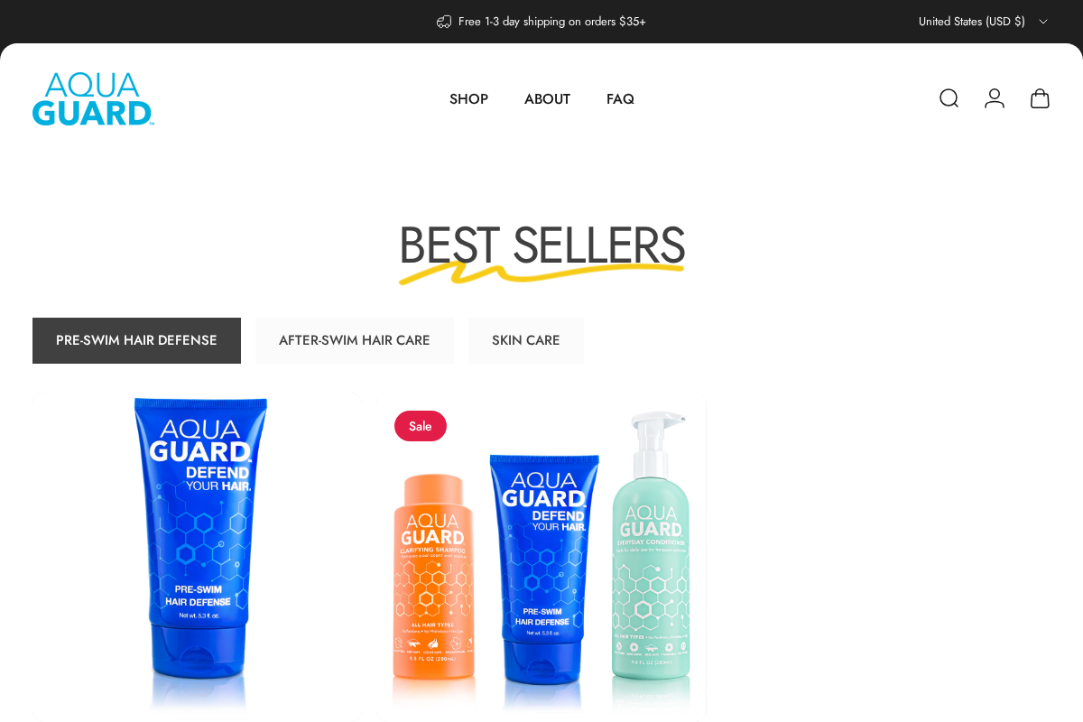 aquaguardswim.com homepage screenshot