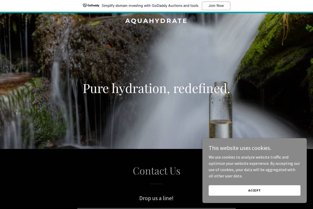 aquahydrate.com homepage screenshot