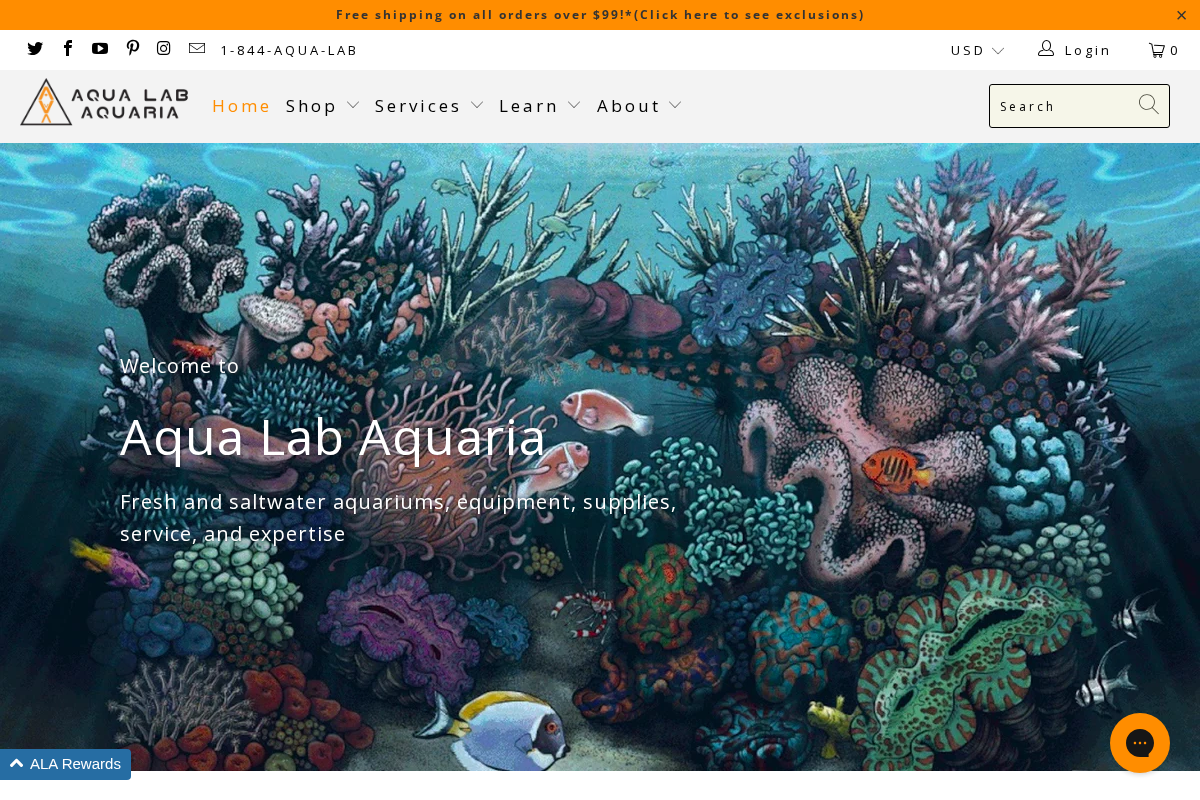 aqualabaquaria.com homepage screenshot