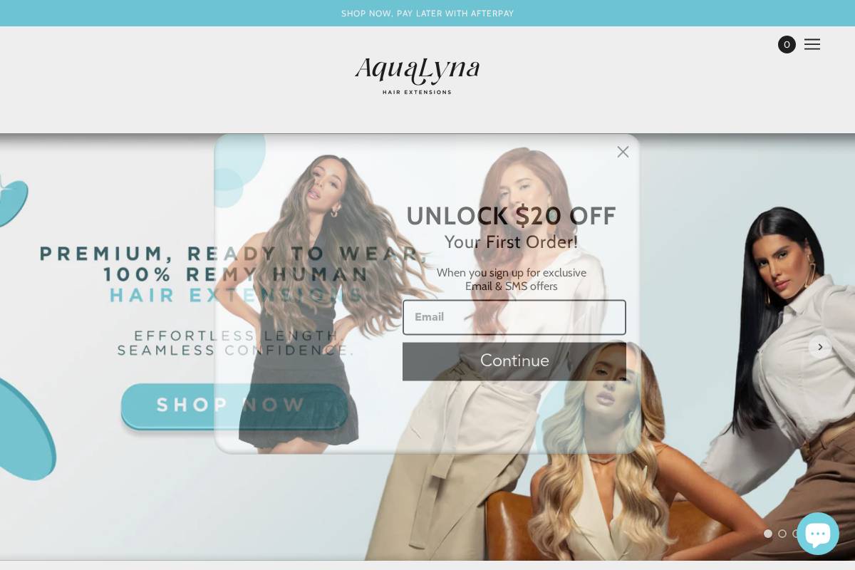 aqualyna.com homepage screenshot