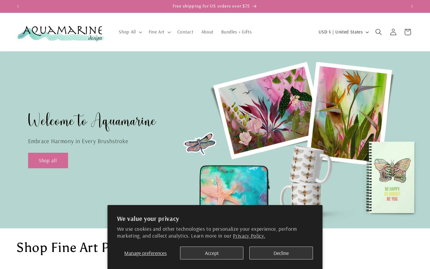 aquamarinedesignstudio.com homepage screenshot