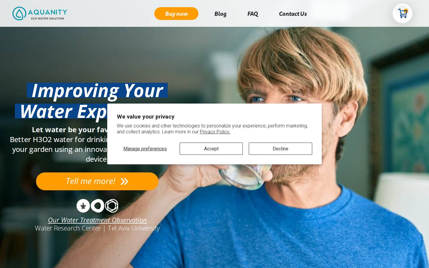 Aquanity homepage screenshot