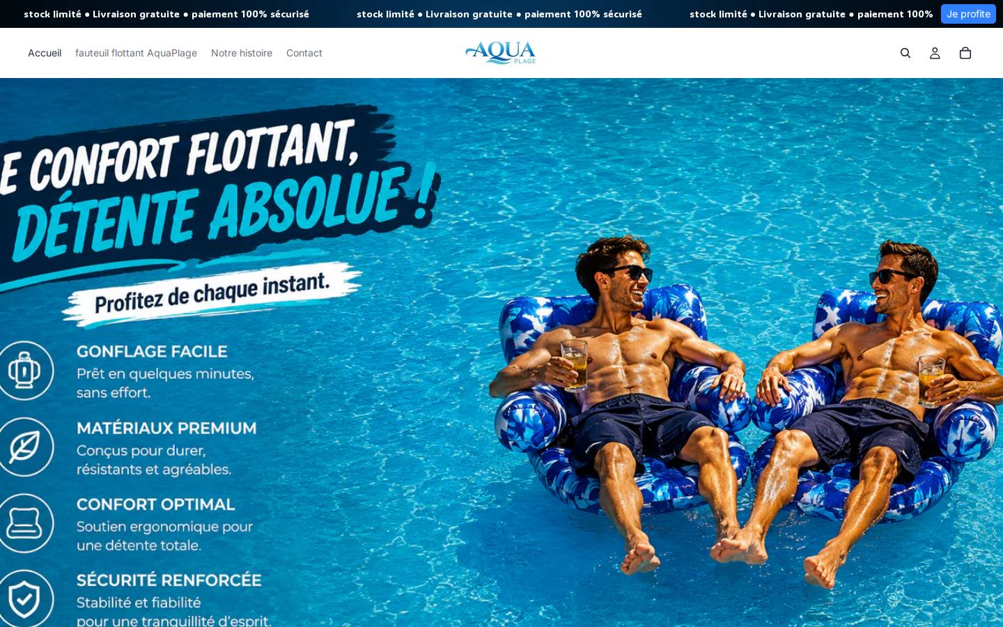 aquaplage.com homepage screenshot