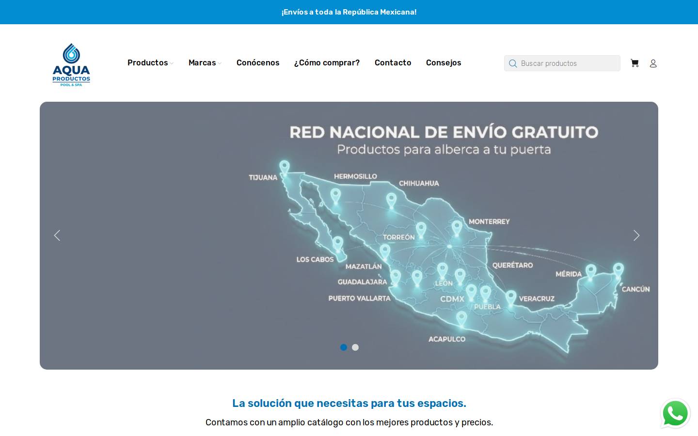 aquaproductos.com.mx homepage screenshot