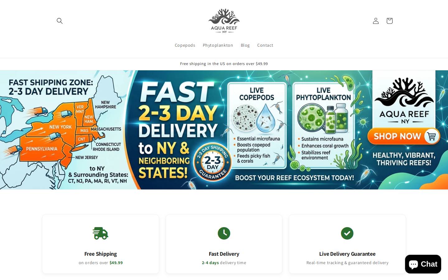 aquareefny.com homepage screenshot