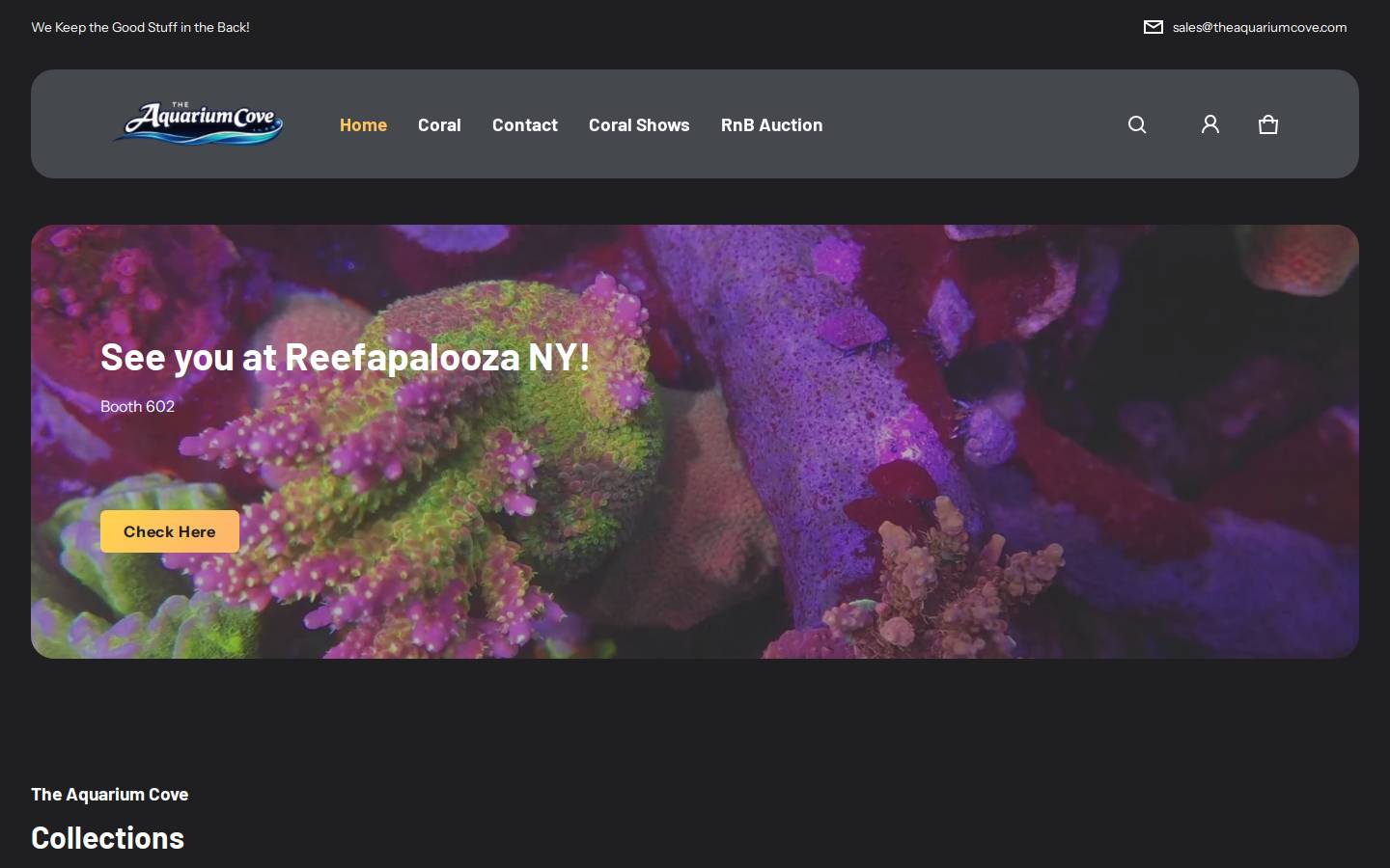 aquariumcove.com homepage screenshot