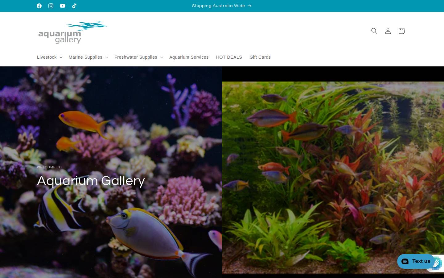 aquariumgallery.com.au homepage screenshot