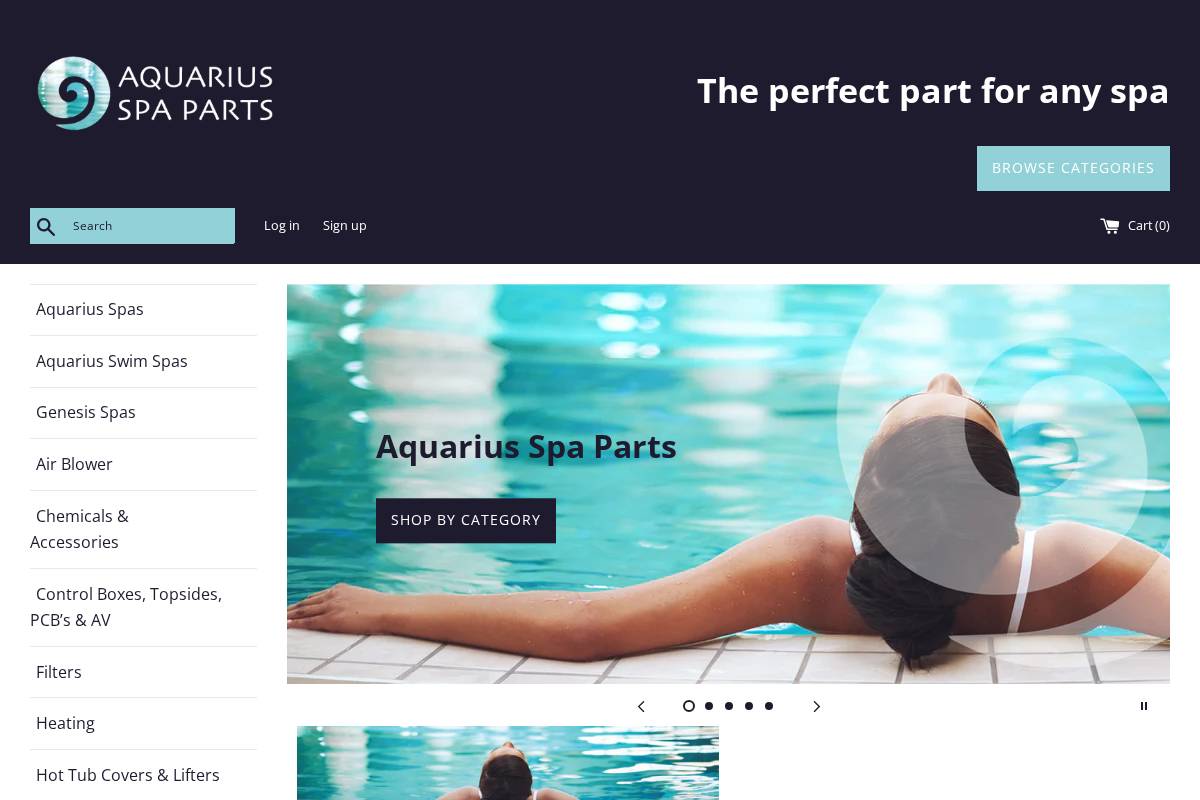 aquarius-spaparts.nz homepage screenshot