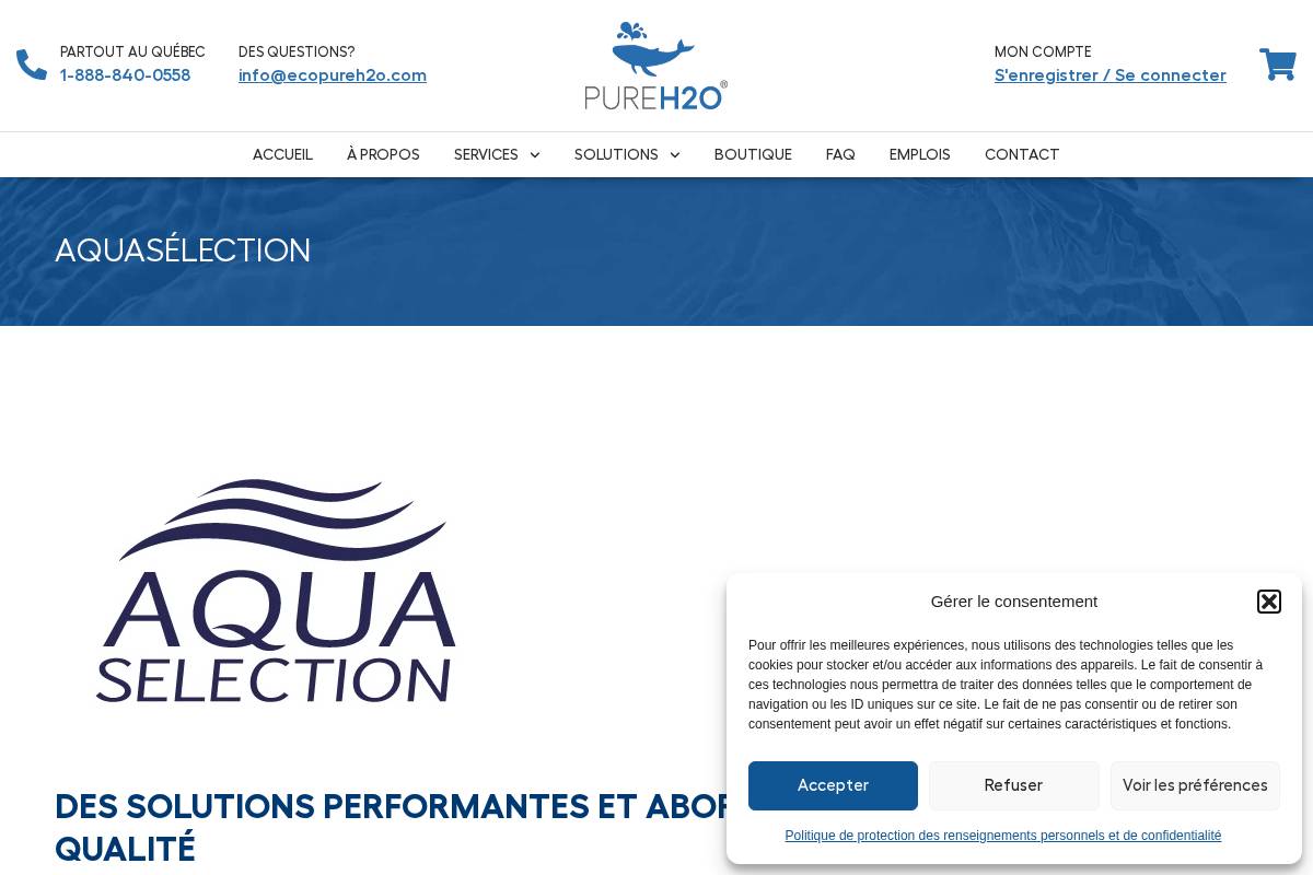aquaselection.com homepage screenshot