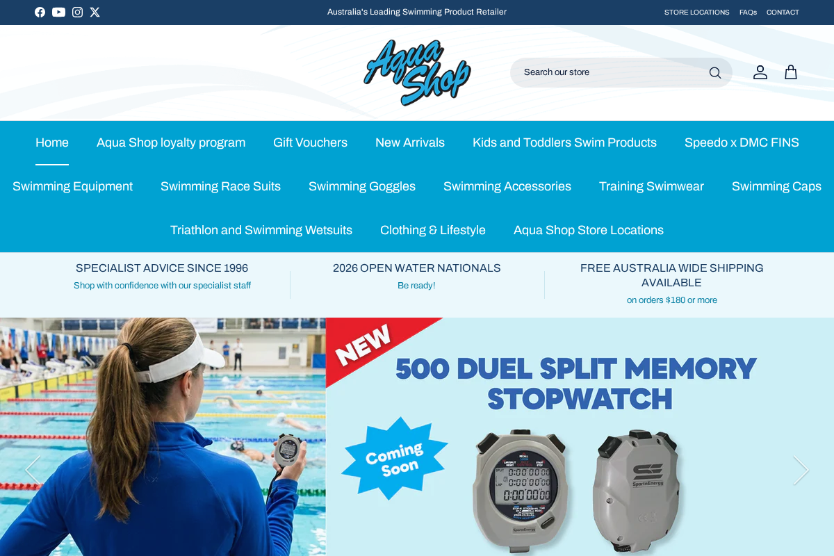 Aqua Shop homepage screenshot